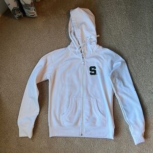 White Michigan State University Zip Up Hoodie Size M